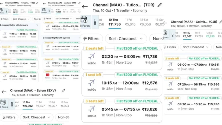 தொடா் விடுமுறையால் விமான டிக்கெட்டின் விலை உயர்வு.